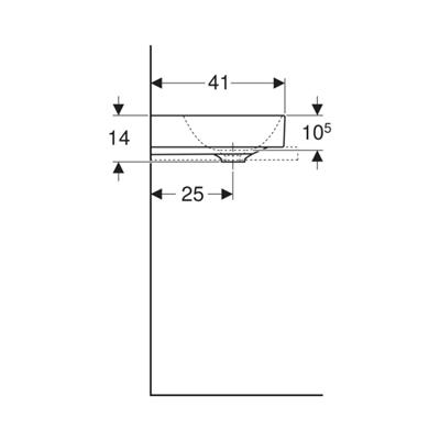 Geberit ONE Çanak Lavabo, Dikey Çıkışlı, 50x40 cm, Batarya Deliksiz, KeraTect®