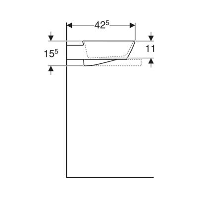 Geberit ONE Çanak Lavabo, CleanDrain, 50x42.5 cm, Batarya Deliksiz, KeraTect®