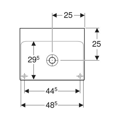 Geberit ONE Çanak Lavabo, Dikey Çıkışlı, 50x40 cm, Batarya Deliksiz, KeraTect®