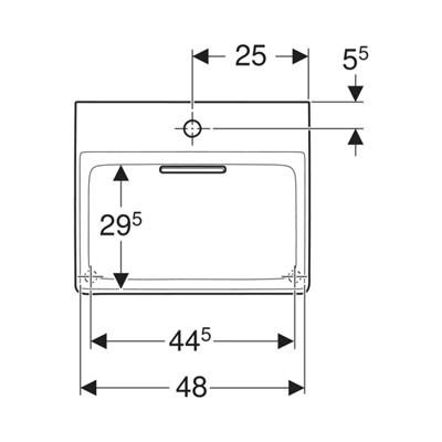 Geberit ONE Çanak Lavabo, CleanDrain, 50x40 cm, Batarya Delikli, KeraTect®