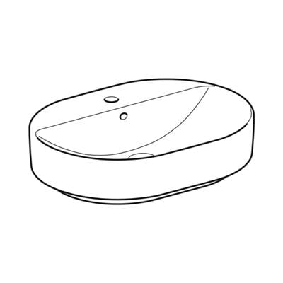 Geberit VariForm Çanak Lavabo, Eliptik ve Batarya Banklı, 60x45 cm (Taşma Delikli)