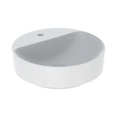 Geberit VariForm Çanak Lavabo, Yuvarlak ve Batarya Banklı, Taşma Deliksiz, D45 cm