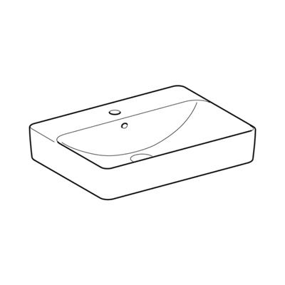 Geberit VariForm Çanak Lavabo, Dikdörtgen ve Batarya Banklı, 60x45 cm (Taşma Delikli)