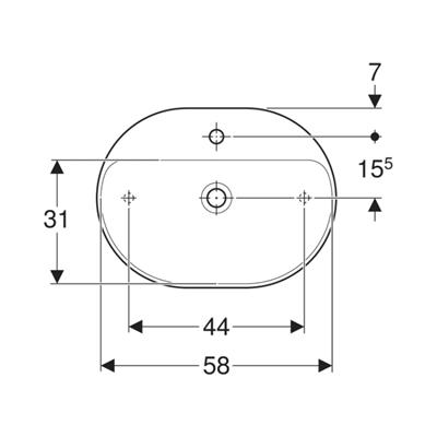 Geberit VariForm Çanak Lavabo, Eliptik ve Batarya Banklı, 60x45 cm (Taşma Deliksiz)