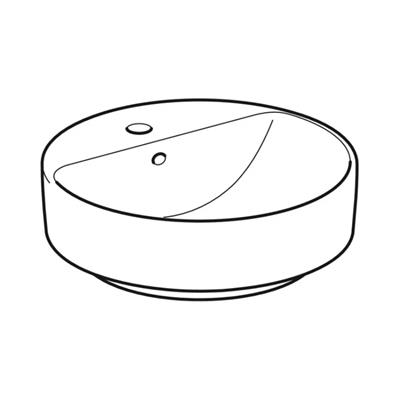 Geberit VariForm Çanak Lavabo, Yuvarlak ve Batarya Banklı, Taşma Delikli, D45 cm