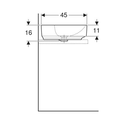 Geberit VariForm Çanak Lavabo, Dikdörtgen ve Batarya Banklı, 60x45 cm (Taşma Delikli)