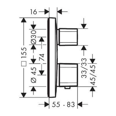 Hansgrohe Ecostat E Termostat Ankastre Montaj, 2 Çıkış için Krom