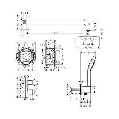 Hansgrohe Croma E Duş sistemi 280 1jet Ecostat E ile Krom