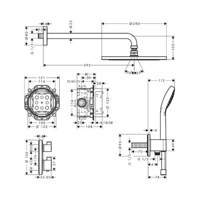 Hansgrohe Croma Duş sistemi 280 1jet Ecostat S Krom