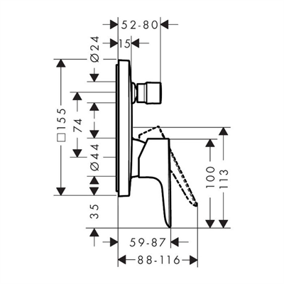 Hansgrohe Talis E Tek kollu banyo Bataryası Ankastre montaj Mat Bronz