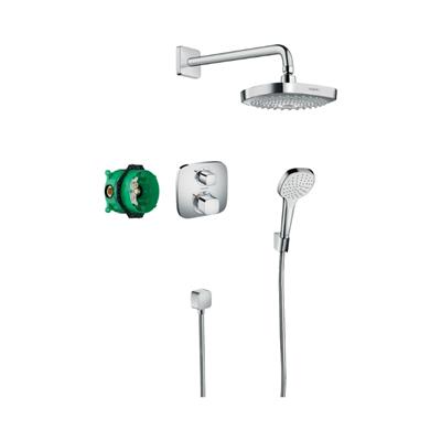 Hansgrohe Croma Select E Duş sistemi ankastre montaj 180 2jet Ecostat E termostat ile Krom