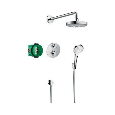 Hansgrohe Croma Select S Duş sistemi ankastre montaj 180 2jet Ecostat S termostat ile Krom