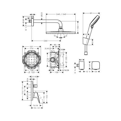 Hansgrohe Crometta E Duş sistemi 240 1jet tek kollu batarya ile Krom