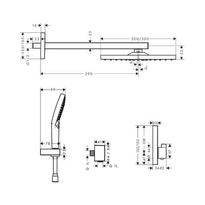 Hansgrohe Raindance E Duş sistemi ankastre montaj için ShowerSelect termostat ile  Satin Siyah