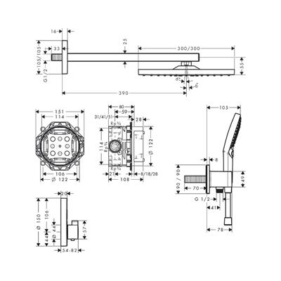 Hansgrohe Raindance E Duş sistemi 300 1jet ShowerSelect square ile Krom