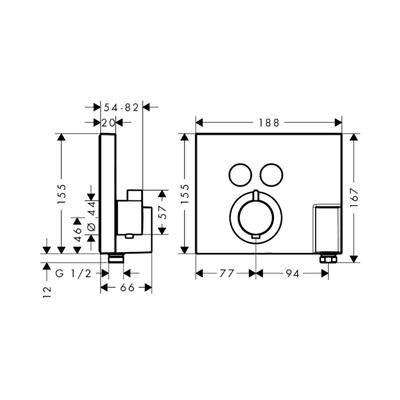 Hansgrohe ShowerSelect Termostat ankastre montaj, 2 çıkış için hortum bağlantısı ve duş askısı ile Krom