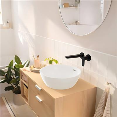 Hansgrohe Rebris S Tek kollu lavabo Bataryası Ankastre montaj, Duvara Monte, 20 cm gaga ile Satin Siyah