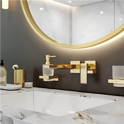 Hansgrohe Metropol Tek kollu lavabo Bataryası çubuk volan, Ankastre Duvara Monte, 22.5 cm gaga ile Parlak Altın Optik