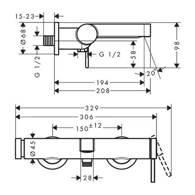 Hansgrohe Finoris Tek Kollu Banyo Bataryası Aplike Montaj Krom