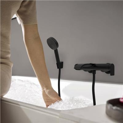 Hansgrohe Vivenis Tek Kollu Banyo Bataryası Aplike Montaj Satin Siyah