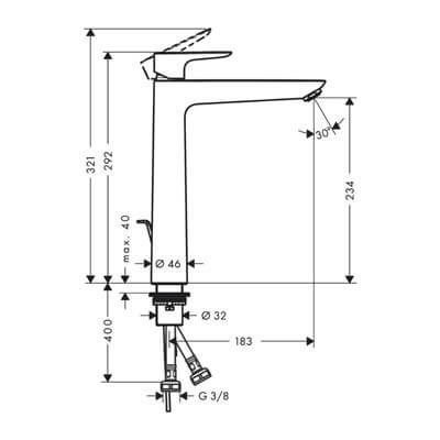 Hansgrohe Talis E Tek Kollu Lavabo Bataryası 240 Kumandalı Satin Siyah
