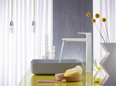 Hansgrohe Metropol Tek kollu lavabo Bataryası 260 çubuk volan, bas- aç gider seti ile, çanak lavabolar için Satin Beyaz