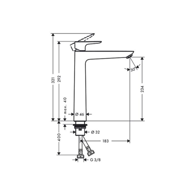 Hansgrohe Talis E Tek kollu Lavabo Bataryası 240 kumandasız Satin Siyah