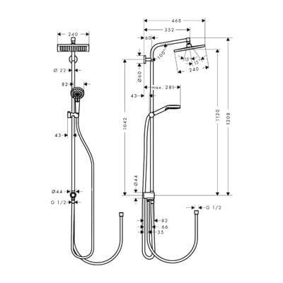 Hansgrohe Crometta E Duş Kolonu 240 1 jet, EcoSmart Reno