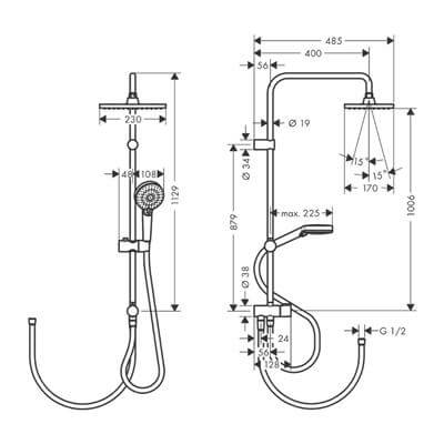 Hansgrohe Vernis Shape Duş Kolonu 230 1jet Reno, EcoSmart Krom