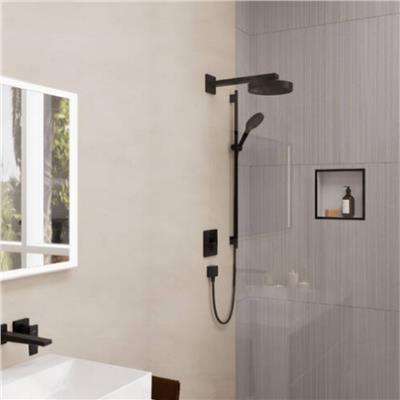 Hansgrohe XtraStoris Individual Duvar nişi Satin Beyaz tasarım çerçeveli 300/300/100 Mat Siyah Krom