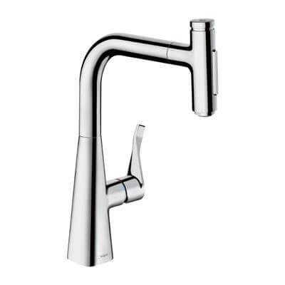 Hansgrohe Metris Select M71 Tek Kollu Eviye Bataryası 240, Çekilebilir El Duşu, 2jet, sBox Krom