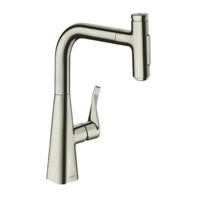 Hansgrohe Metris Select M71 Tek Kollu Eviye Bataryası 240, Çekilebilir El Duşu, 2jet, sBox Paslanmaz Çelik