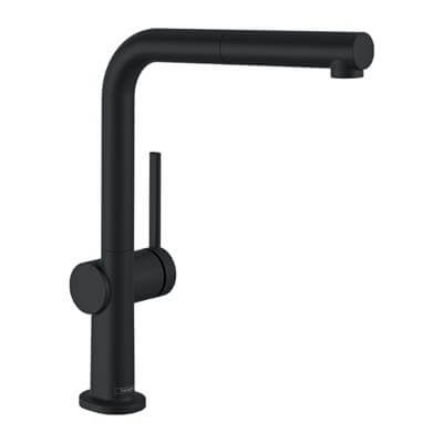 Hansgrohe Talis M54 Tek Kollu Eviye Bataryası 270, Çekilebilir Gaga, 1jet, sBox Satin Siyah