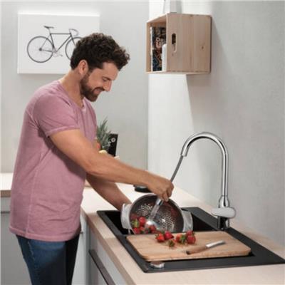 Hansgrohe S510-F770 SilicaTec Ankastre Granit Eviye 370/370 Grafit Siyahı