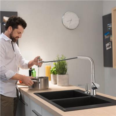 Hansgrohe S510-F770 SilicaTec Ankastre Granit Eviye 370/370 Grafit Siyahı