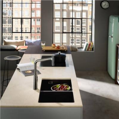 Hansgrohe S510-U770 SilicaTec Tezgahaltı Granit Eviye 380/370 Taş Grisi