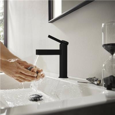 Hansgrohe Finoris Tek Kollu Lavabo Bataryası 110 Kumandalı Satin Siyah