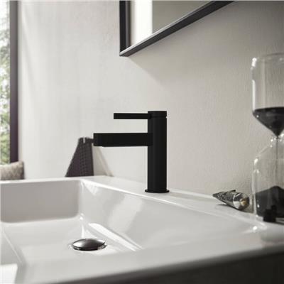 Hansgrohe Finoris Tek Kollu Lavabo Bataryası 110 Kumandalı Satin Siyah