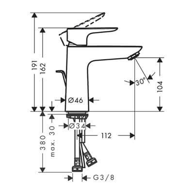 Hansgrohe Talis E Tek Kollu Lavabo Bataryası 110 Kumandalı Parlak Altın Optik