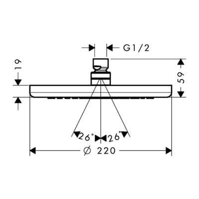 Hansgrohe Croma Tepe Duşu 220 1 jet, Ecosmart Krom