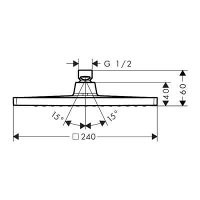Hansgrohe Crometta E Tepe Duşu 240 1 jet, Ecosmart Krom