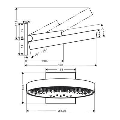 Hansgrohe Rainfinity Tepe Duşu 360 3jet, Duvar Bağlantısı İle Satin Siyah