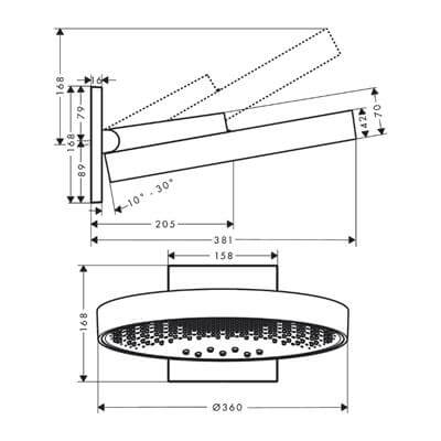 Hansgrohe Rainfinity Tepe Duşu 360 3jet, Duvar Bağlantısı İle Mat Bronz