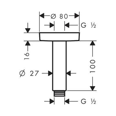 Hansgrohe Tepe Duşu Tavan bağlantısı S 10 cm Krom