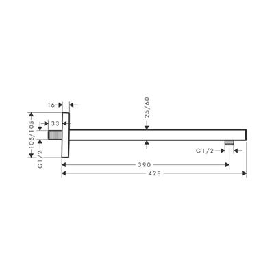 Hansgrohe Tepe Duş dirseği Square 38,9 cm Mat Siyah