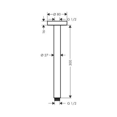 Hansgrohe Tepe Duşu Tavan bağlantısı S 30 cm Krom