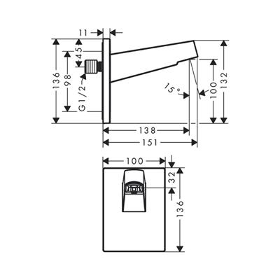 Hansgrohe Pulsify Duvar bağlantısı tepe duşu 260 için Krom