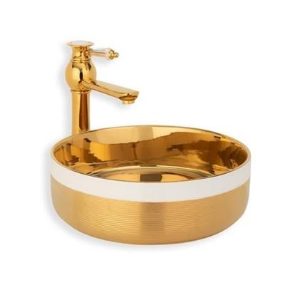 Lena E-4000A Tezgah Üstü Porselen Lavabo Altın