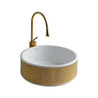 Lena E-4006A Tezgah Üstü Porselen Lavabo Altın