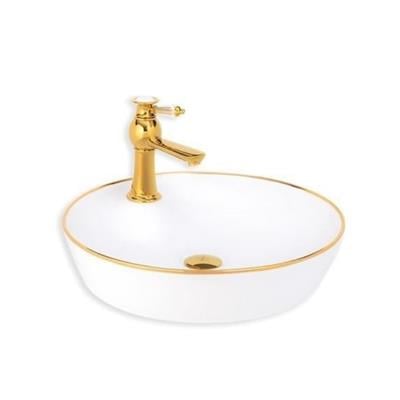 Lena E-4044A Tezgah Üstü Porselen Lavabo Altın
